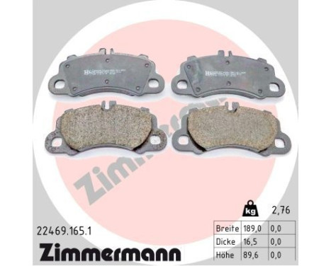 Bromsbeläggssats, skivbroms 22469.165.1 Zimmermann