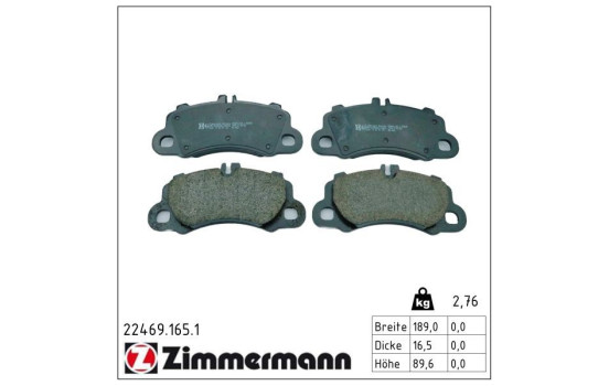 Bromsbeläggssats, skivbroms 22469.165.1 Zimmermann