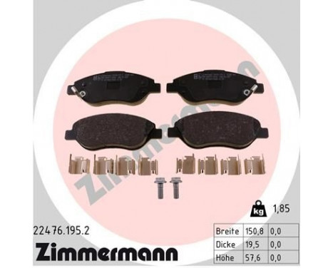 Bromsbeläggssats, skivbroms 22476.195.2 Zimmermann