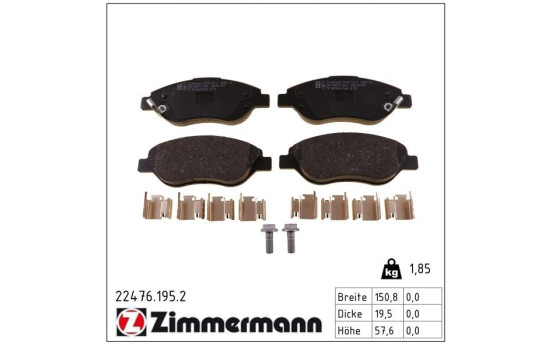 Bromsbeläggssats, skivbroms 22476.195.2 Zimmermann