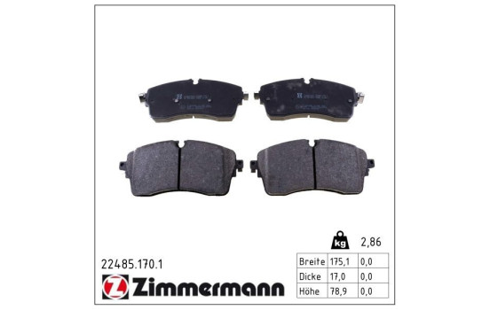 Bromsbeläggssats, skivbroms 22485.170.1 Zimmermann