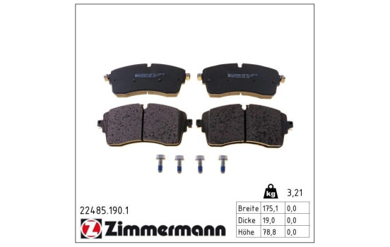 Bromsbeläggssats, skivbroms 22485.190.1 Zimmermann