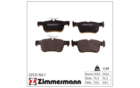 Bromsbeläggssats, skivbroms 22531.160.1 Zimmermann