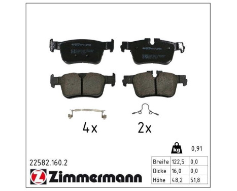 Bromsbeläggssats, skivbroms 22582.160.2 Zimmermann