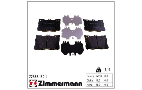 Bromsbeläggssats, skivbroms 22586.180.1 Zimmermann