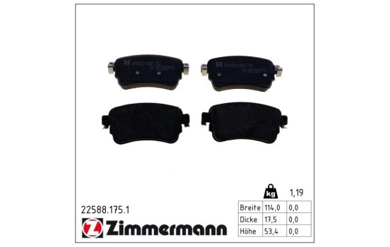 Bromsbeläggssats, skivbroms 22588.175.1 Zimmermann