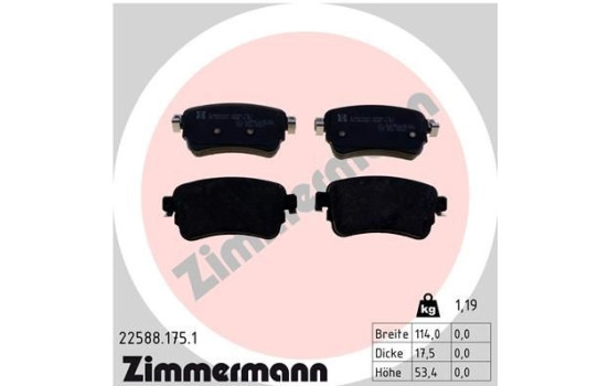 Bromsbeläggssats, skivbroms 22588.175.1 Zimmermann