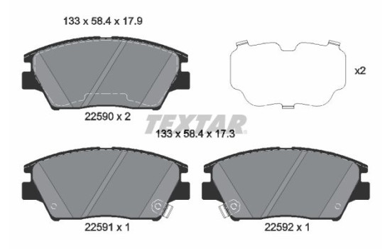 Bromsbeläggssats, skivbroms 2259001 Textar