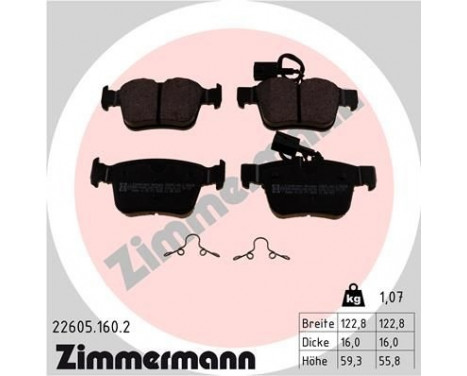 Bromsbeläggssats, skivbroms 22605.160.2 Zimmermann