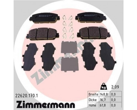 Bromsbeläggssats, skivbroms 22620.170.1 Zimmermann