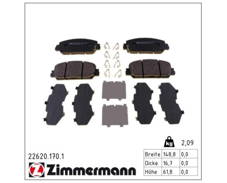 Bromsbeläggssats, skivbroms 22620.170.1 Zimmermann