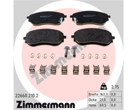 Bromsbeläggssats, skivbroms 22660.210.2 Zimmermann