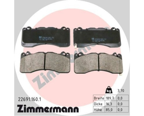 Bromsbeläggssats, skivbroms 22691.160.1 Zimmermann