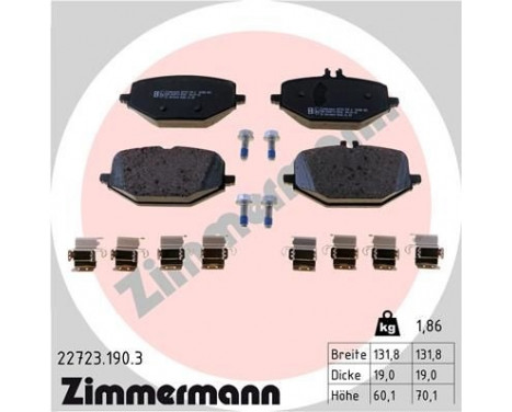 Bromsbeläggssats, skivbroms 22723.190.3 Zimmermann