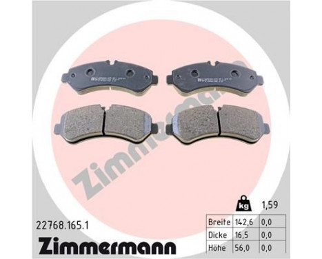 Bromsbeläggssats, skivbroms 22768.165.1 Zimmermann