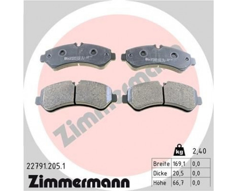 Bromsbeläggssats, skivbroms 22791.205.1 Zimmermann