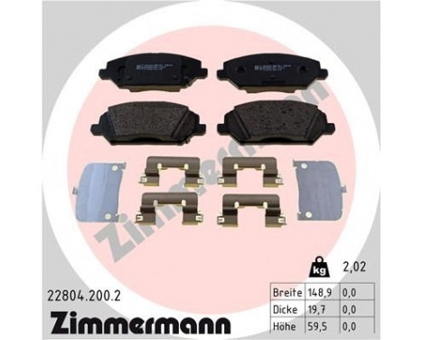 Bromsbeläggssats, skivbroms 22804.200.2 Zimmermann