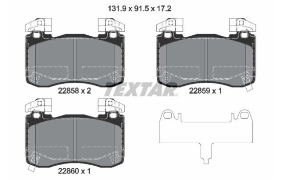 Bromsbeläggssats, skivbroms 2285801 Textar