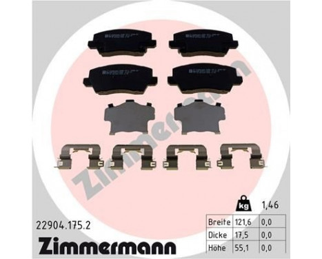 Bromsbeläggssats, skivbroms 22904.175.2 Zimmermann