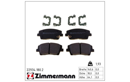 Bromsbeläggssats, skivbroms 22934.180.2 Zimmermann
