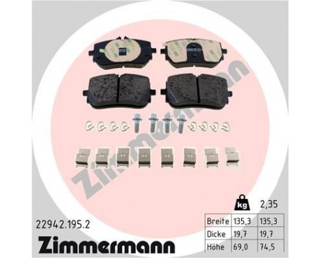 Bromsbeläggssats, skivbroms 22942.195.2 Zimmermann, bild 2