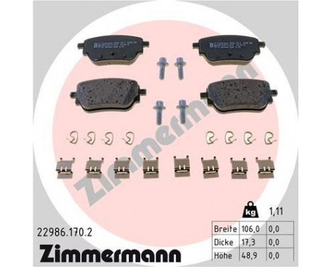 Bromsbeläggssats, skivbroms 22986.170.2 Zimmermann