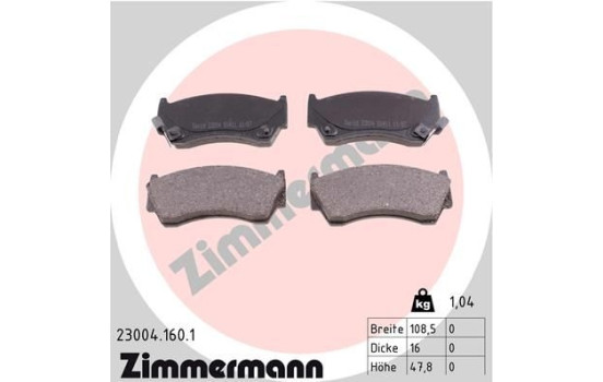 Bromsbeläggssats, skivbroms 23004.160.1 Zimmermann