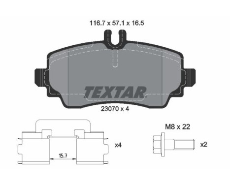 Bromsbeläggssats, skivbroms 2307003 Textar, bild 2