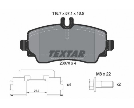 Bromsbeläggssats, skivbroms 2307004 Textar, bild 2