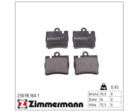 Bromsbeläggssats, skivbroms 23078.160.1 Zimmermann, bild 2