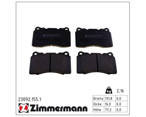 Bromsbeläggssats, skivbroms 23092.155.1 Zimmermann
