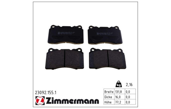 Bromsbeläggssats, skivbroms 23092.155.1 Zimmermann