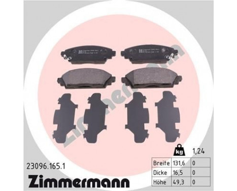 Bromsbeläggssats, skivbroms 23096.165.1 Zimmermann