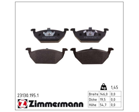 Bromsbeläggssats, skivbroms 23130.195.1 Zimmermann, bild 2