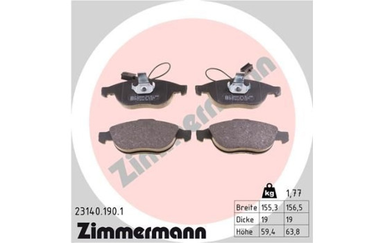 Bromsbeläggssats, skivbroms 23140.190.1 Zimmermann