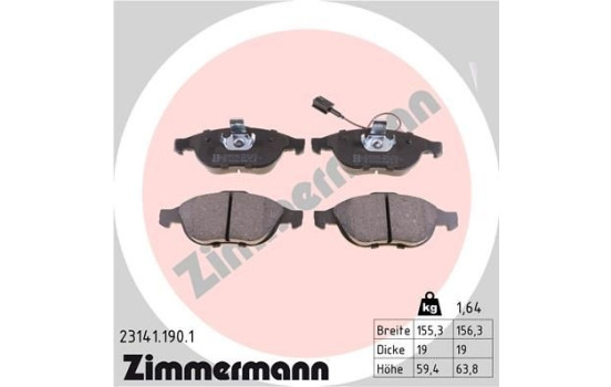 Bromsbeläggssats, skivbroms 23141.190.1 Zimmermann