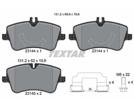 Bromsbeläggssats, skivbroms 2314402 Textar, bild 2