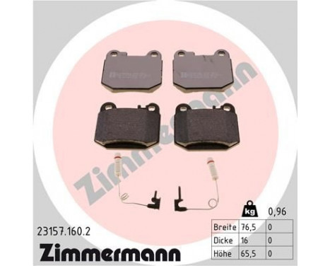 Bromsbeläggssats, skivbroms 23157.160.2 Zimmermann