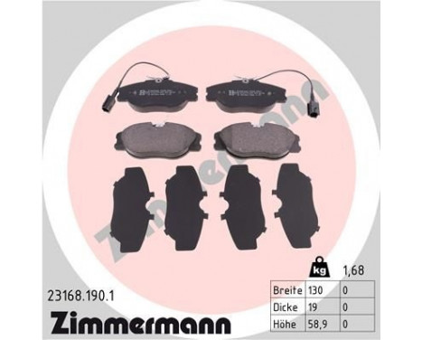 Bromsbeläggssats, skivbroms 23168.190.1 Zimmermann