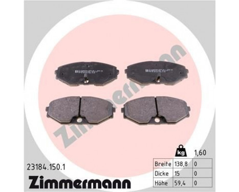 Bromsbeläggssats, skivbroms 23184.150.1 Zimmermann