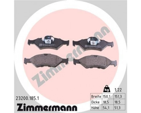 Bromsbeläggssats, skivbroms 23200.185.1 Zimmermann