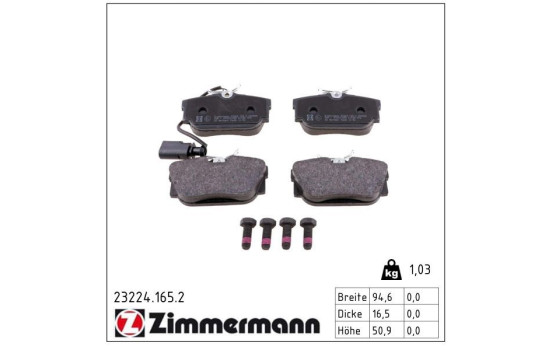 Bromsbeläggssats, skivbroms 23224.165.2 Zimmermann, bild 2