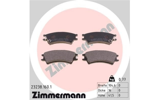 Bromsbeläggssats, skivbroms 23238.160.1 Zimmermann