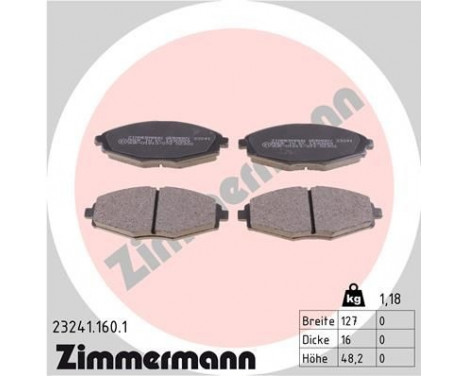 Bromsbeläggssats, skivbroms 23241.160.1 Zimmermann