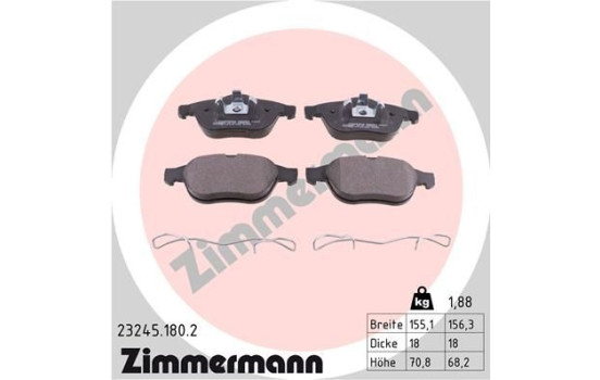 Bromsbeläggssats, skivbroms 23245.180.2 Zimmermann