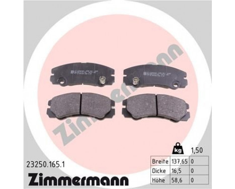Bromsbeläggssats, skivbroms 23250.165.1 Zimmermann