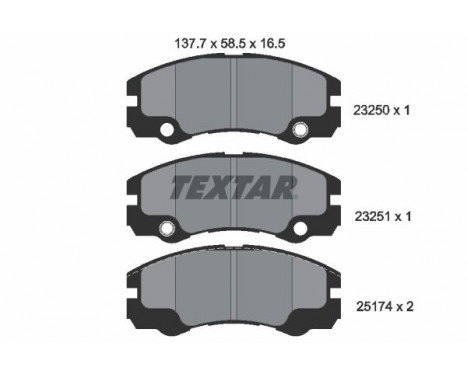 Bromsbeläggssats, skivbroms 2325001 Textar, bild 2