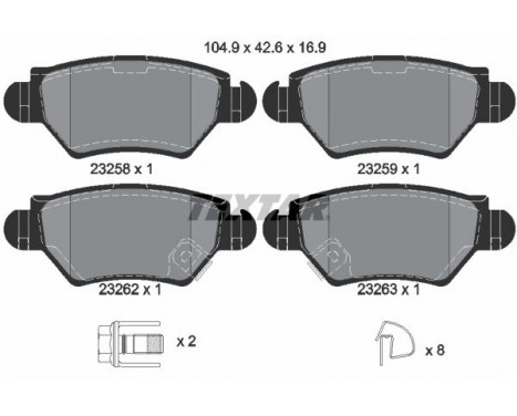Bromsbeläggssats, skivbroms 2325803 Textar, bild 2