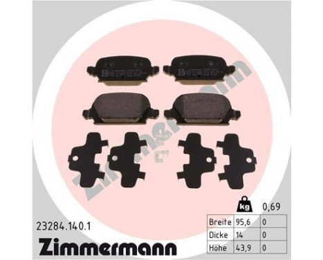 Bromsbeläggssats, skivbroms 23284.140.1 Zimmermann