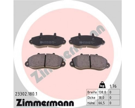 Bromsbeläggssats, skivbroms 23302.180.1 Zimmermann